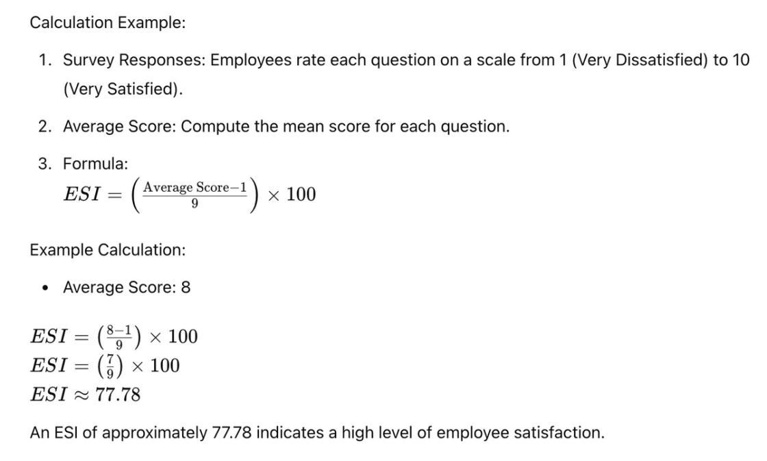 Employee Satisfaction Index (ESI) Formula and Calculation Example