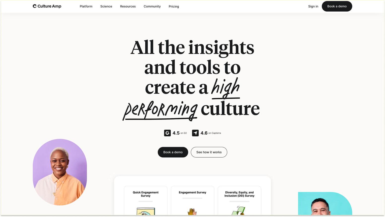 Enterprise employee engagement survey software for large organizations: Culture Amp