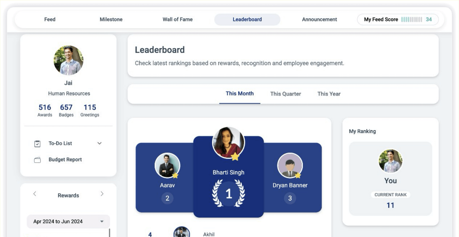 Achievers vs. Vantage Circle: Vantage Circle recognition feed