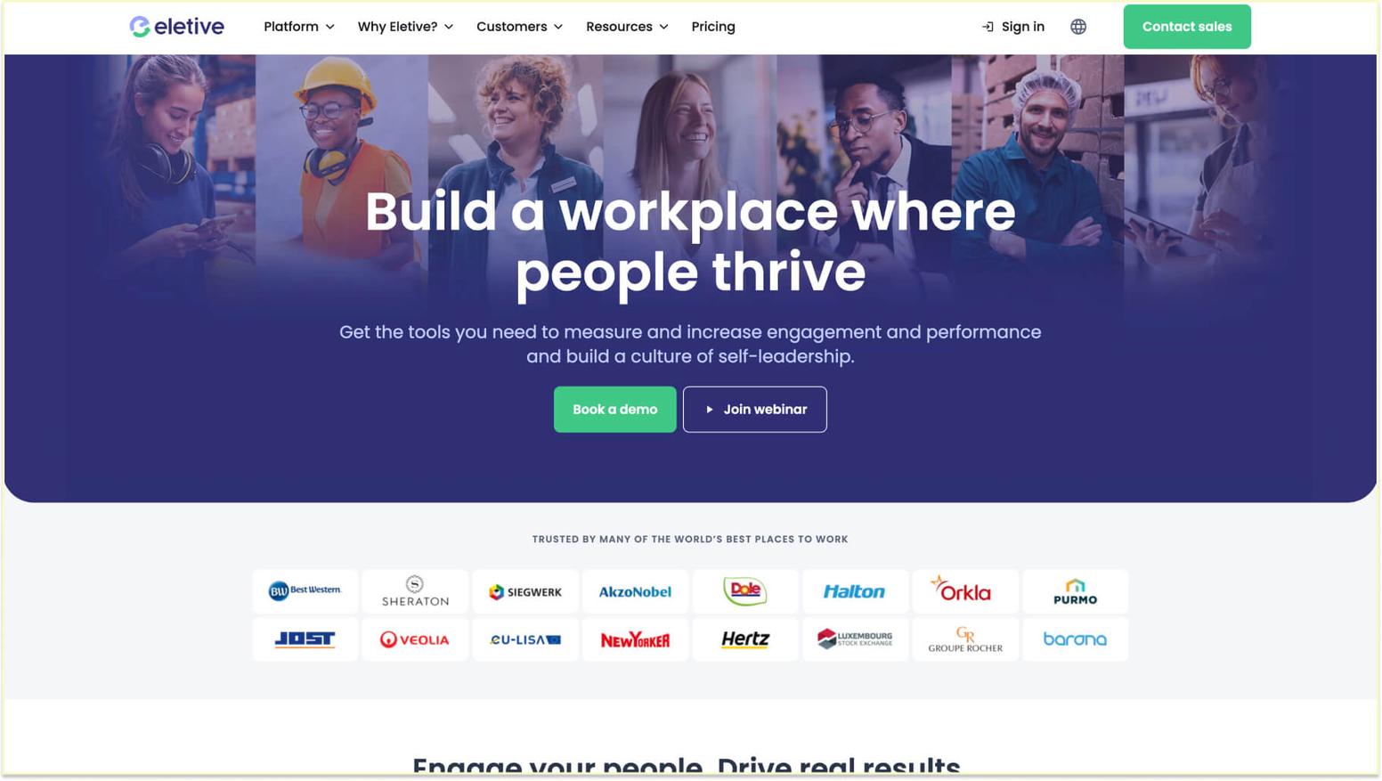 Mid-market employee engagement survey tools for growing companies: Eletive