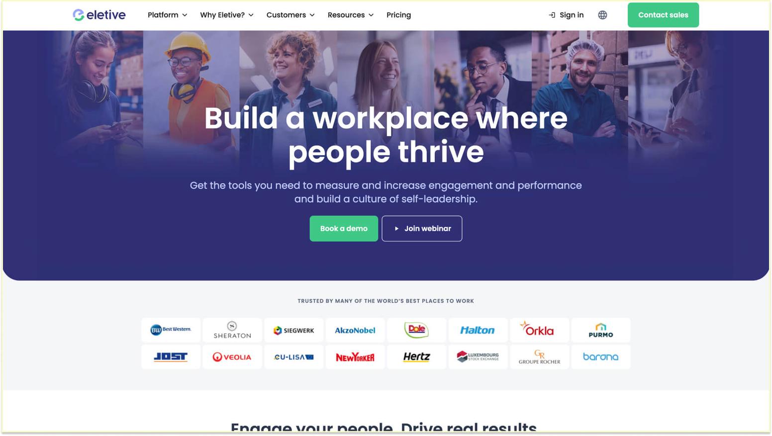 Mid-market employee engagement survey tools for growing companies: Eletive