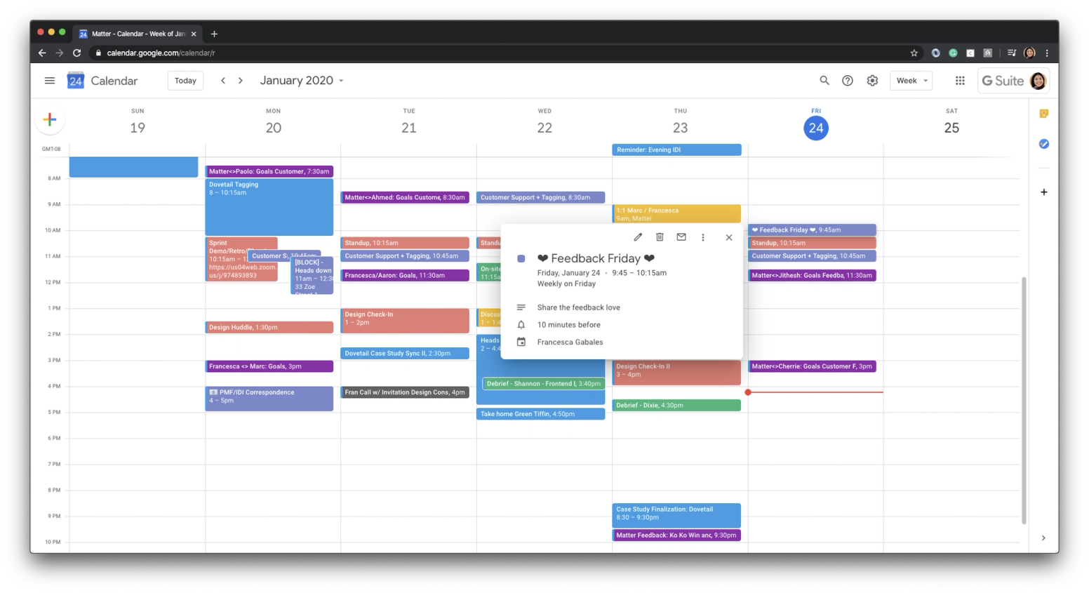 Sending out Feedback Friday invites gets it on the team’s calendar.