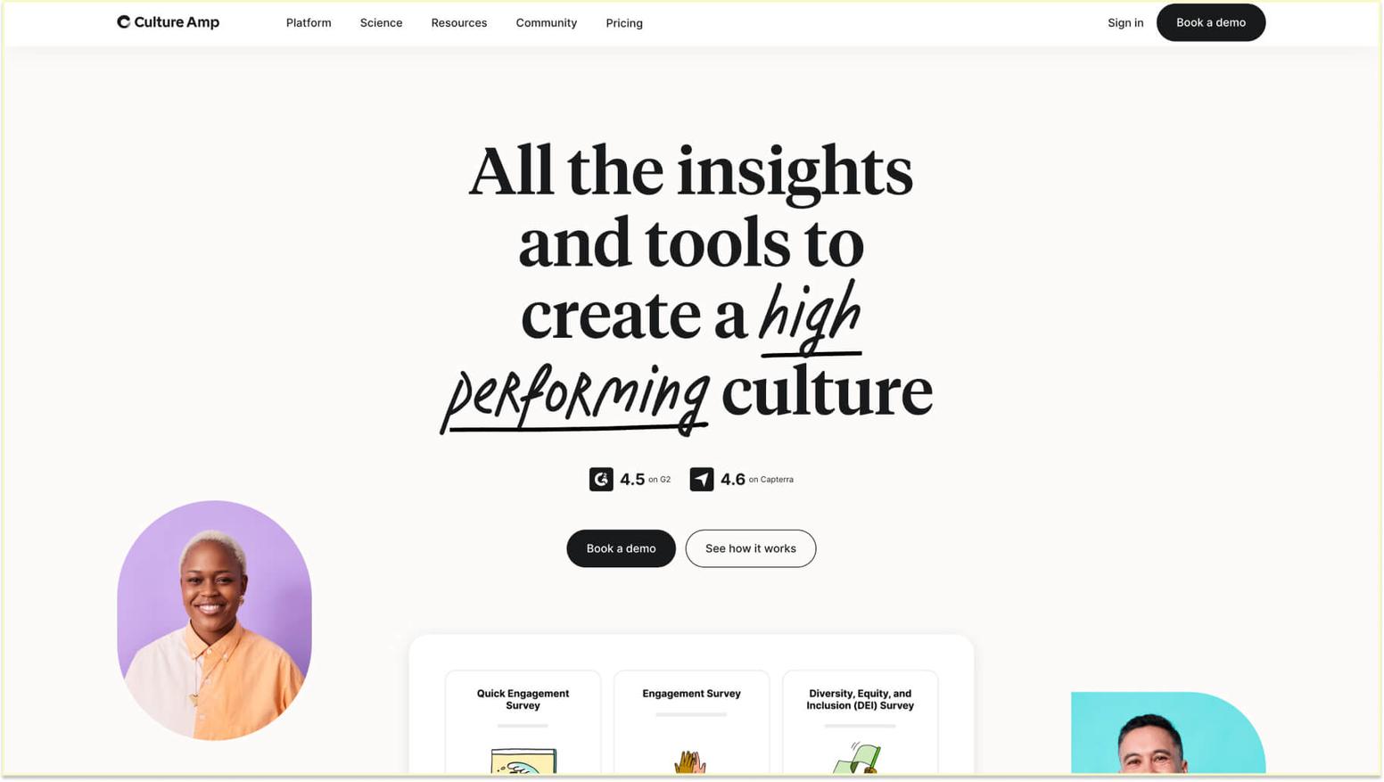 Enterprise employee engagement survey tools for large organizations: Culture Amp