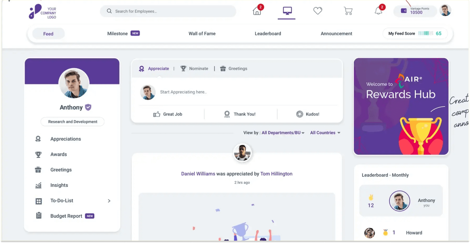 Bonusly vs. Vantage Circle: Vantage Circle Platform