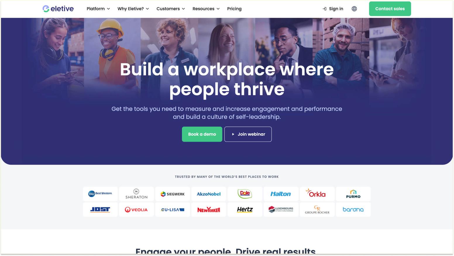 Mid-market employee engagement survey software for growing companies: Eletive