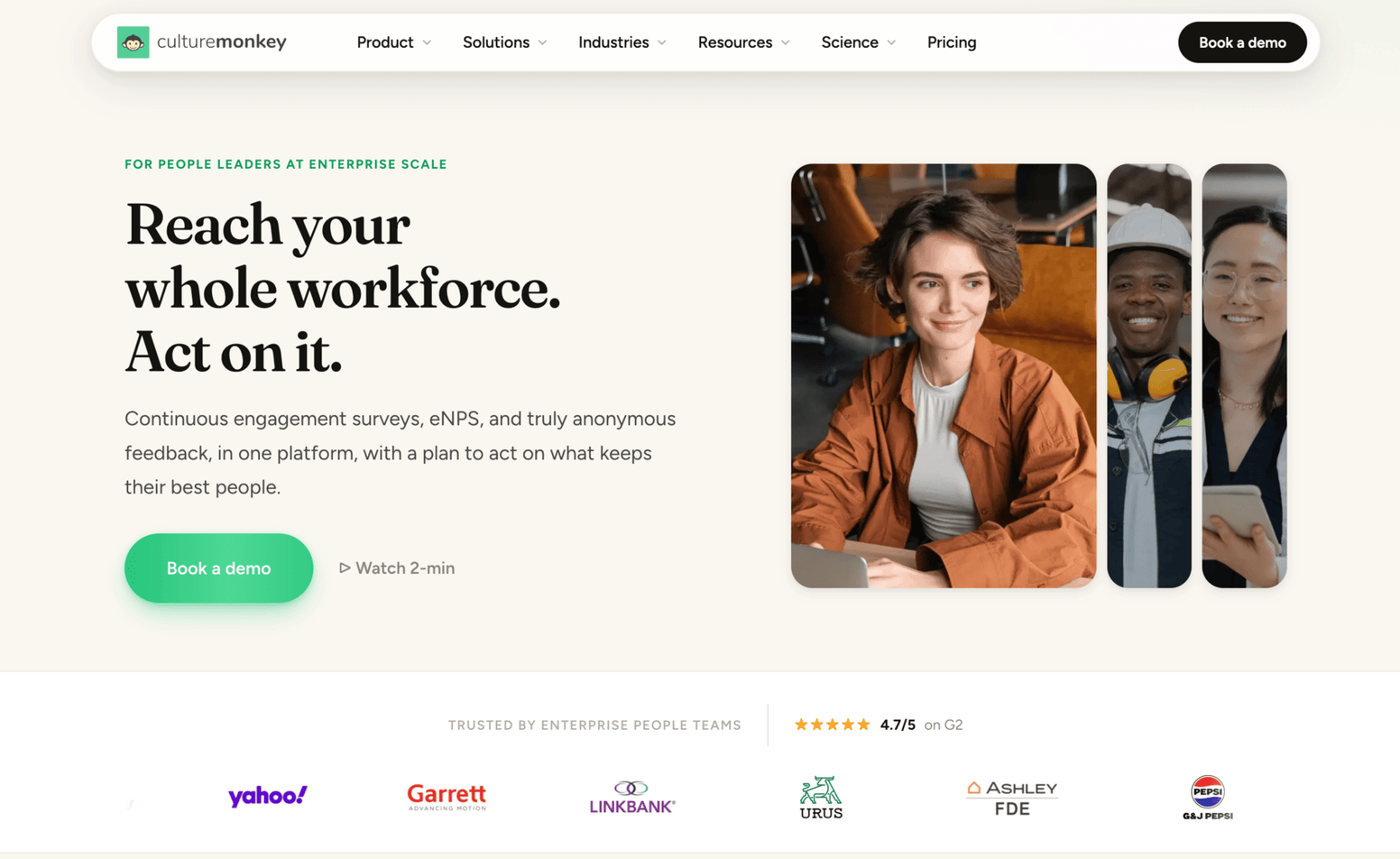 Enterprise-level survey platforms: CultureMonkey