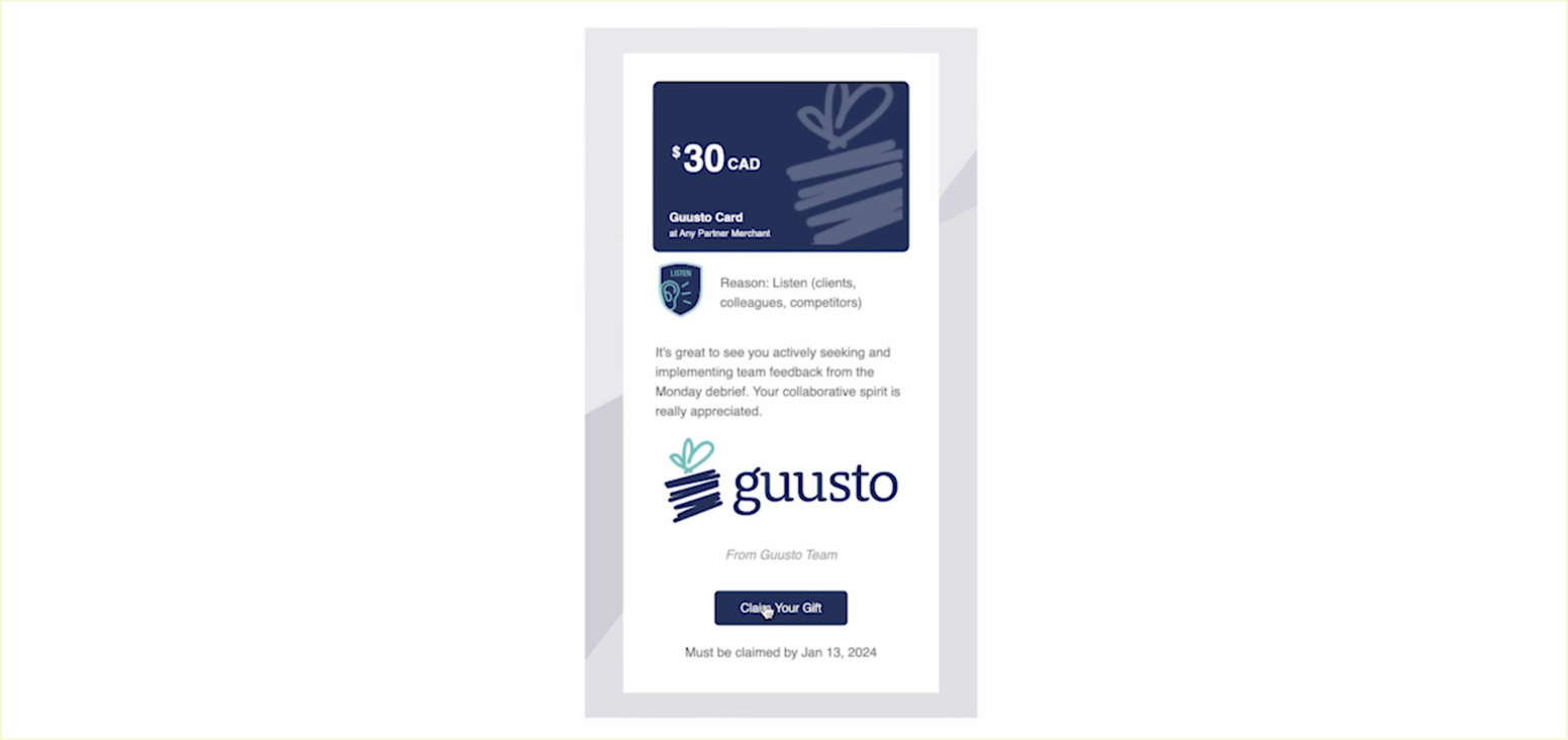 Bonusly vs. Guusto: Guusto Rewards