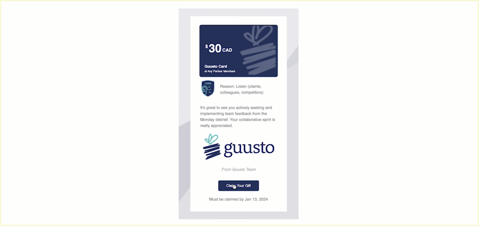 Motivosity vs. Guusto: Guusto rewards