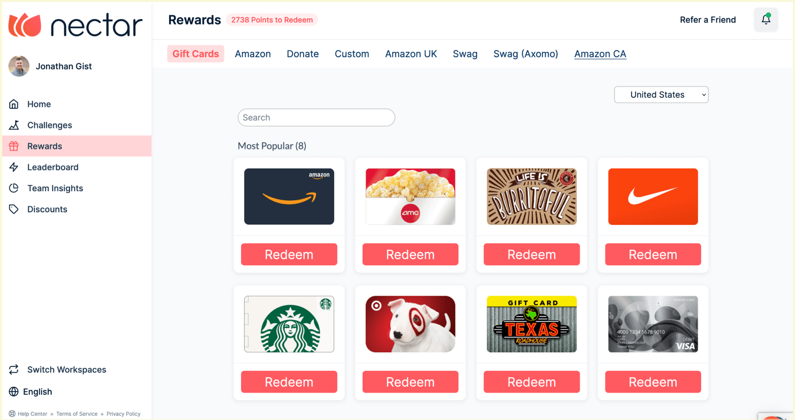 Nectar vs. WorkTango: Nectar rewards