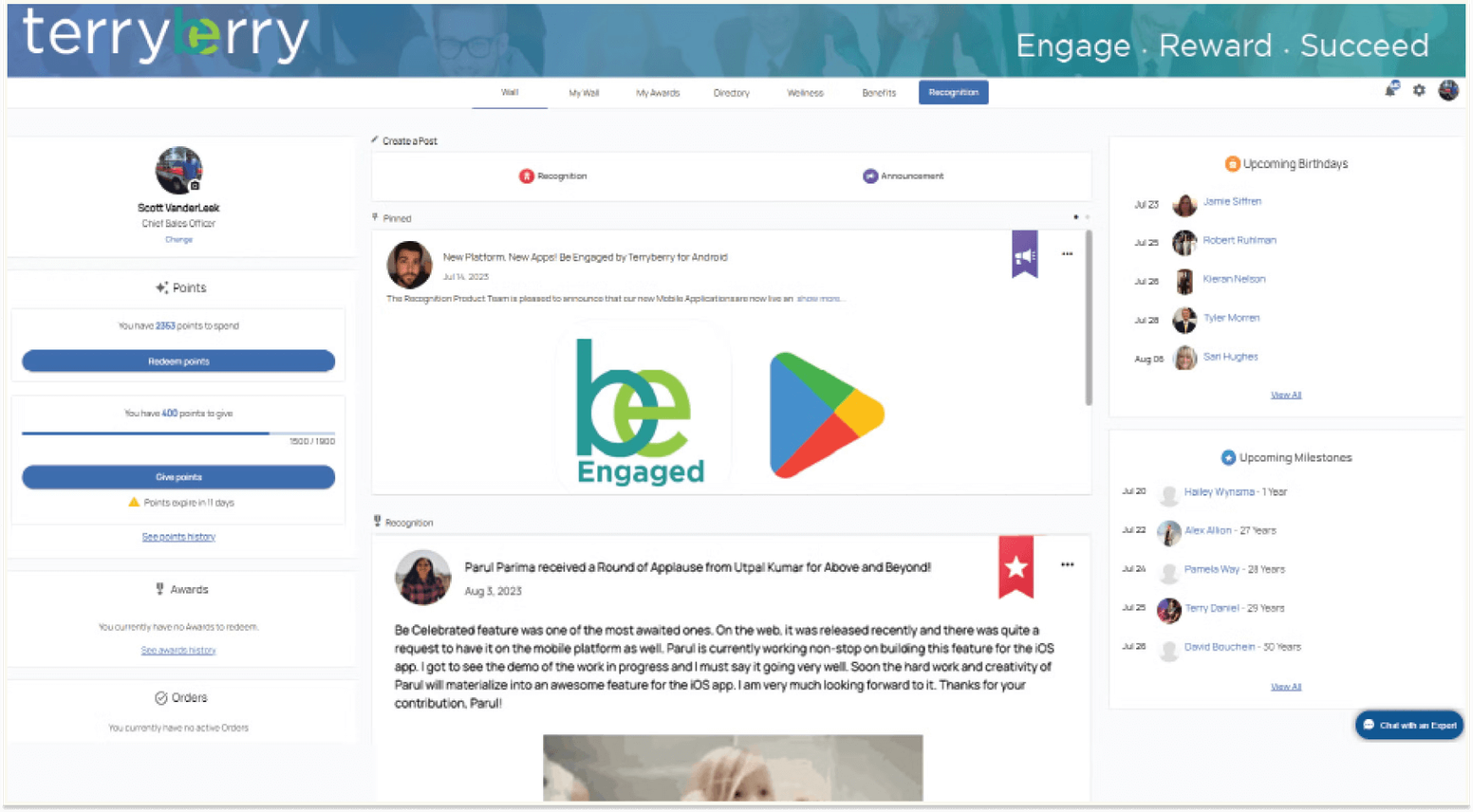 Using Technology for Virtual Employee Recognition Walls: Terryberry