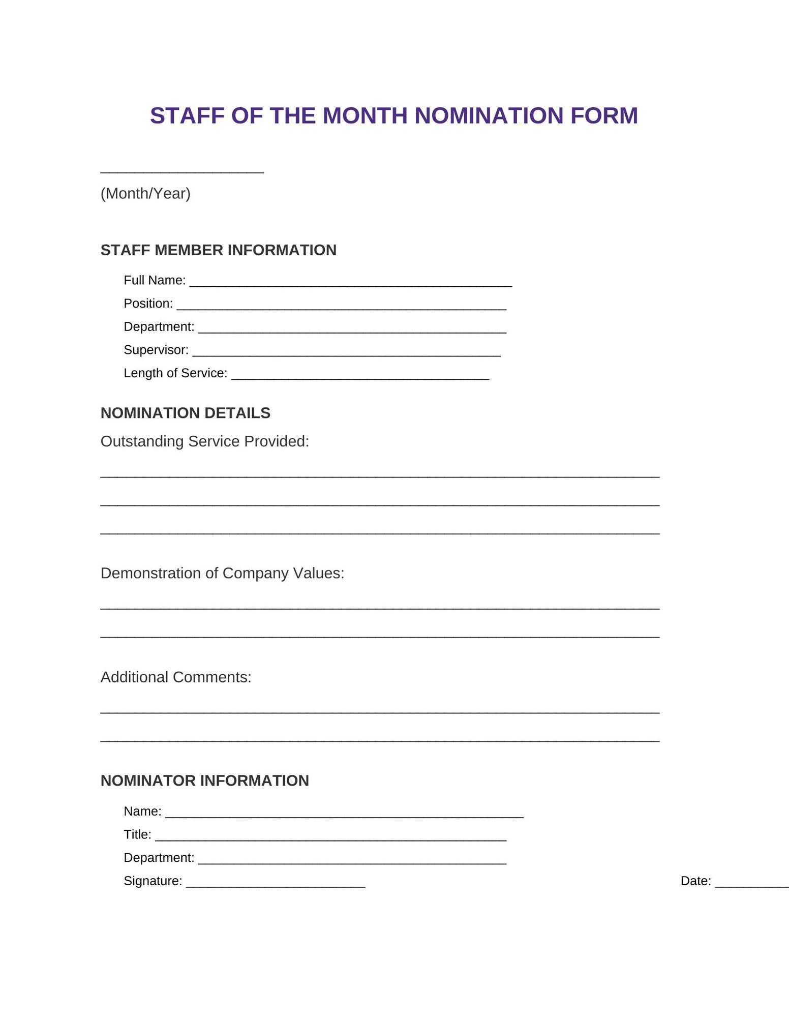 Template 10: Traditional Formal Nomination