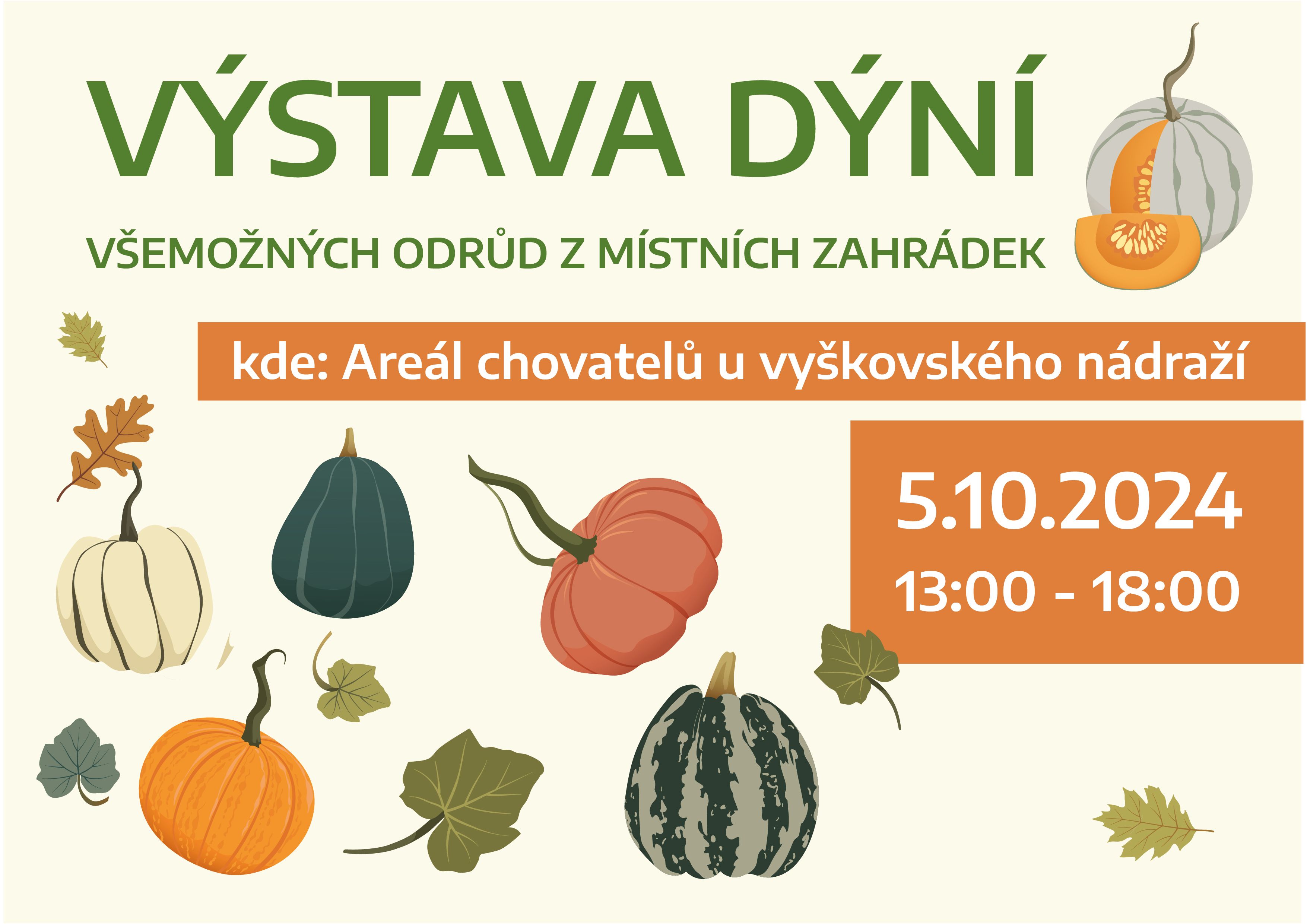 Výstava dýní všemožných odrůd z místních zahrádek 2024