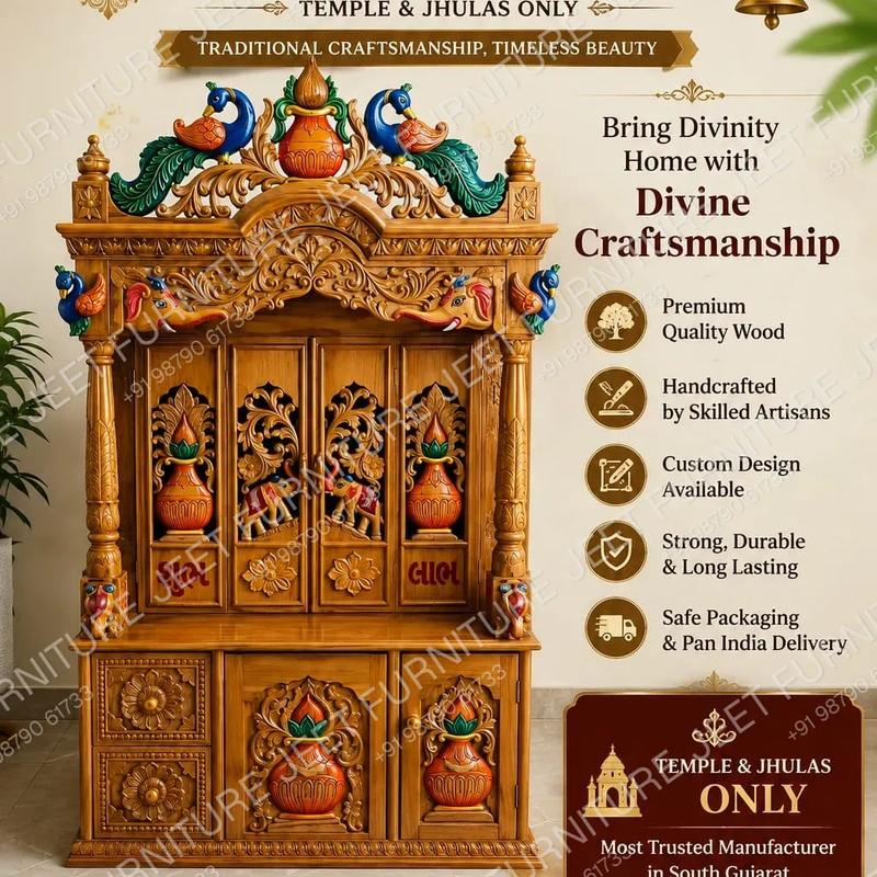Royal Carved Wooden Mandir - Image 1