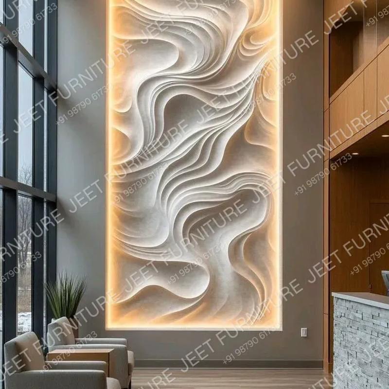 Aurora Flow – Backlit Abstract Wave Relief Panel - Image 1