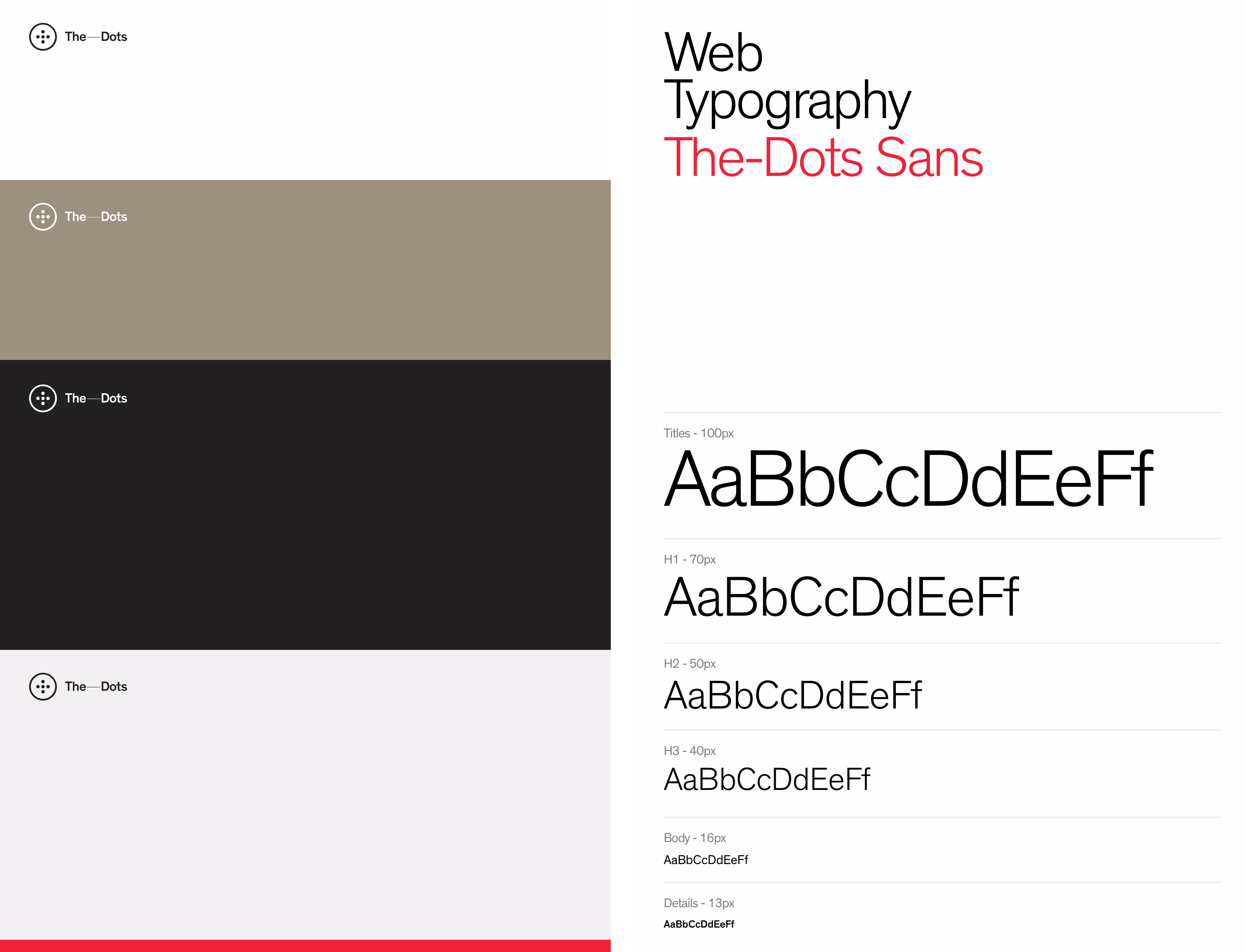The-Dots website typography and colours