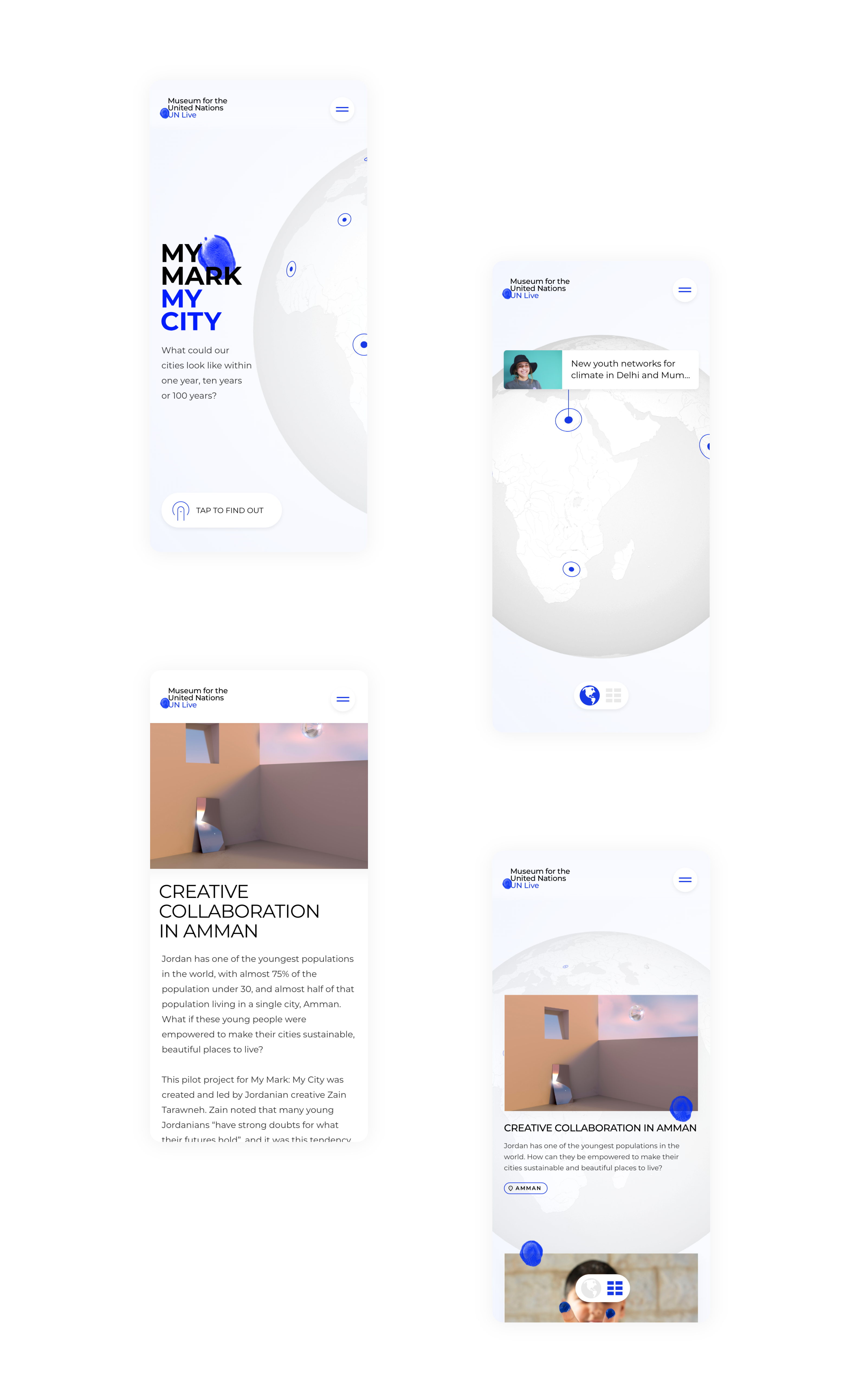 Mobile designs of the website