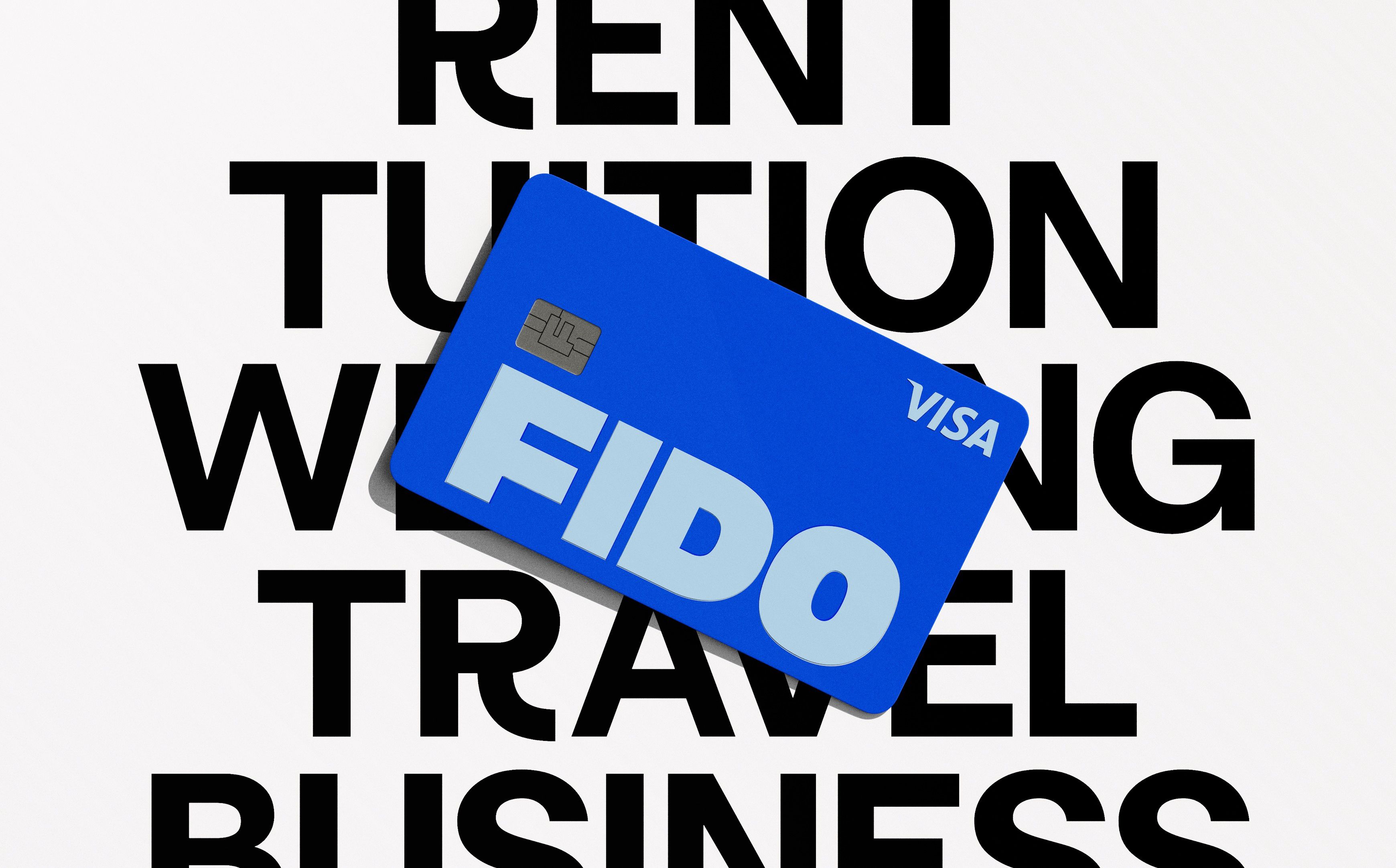 Fido debit card laying on top of typography
