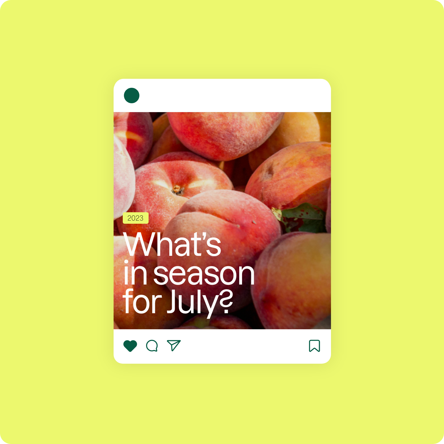 Klim social media post showing what is in season in July