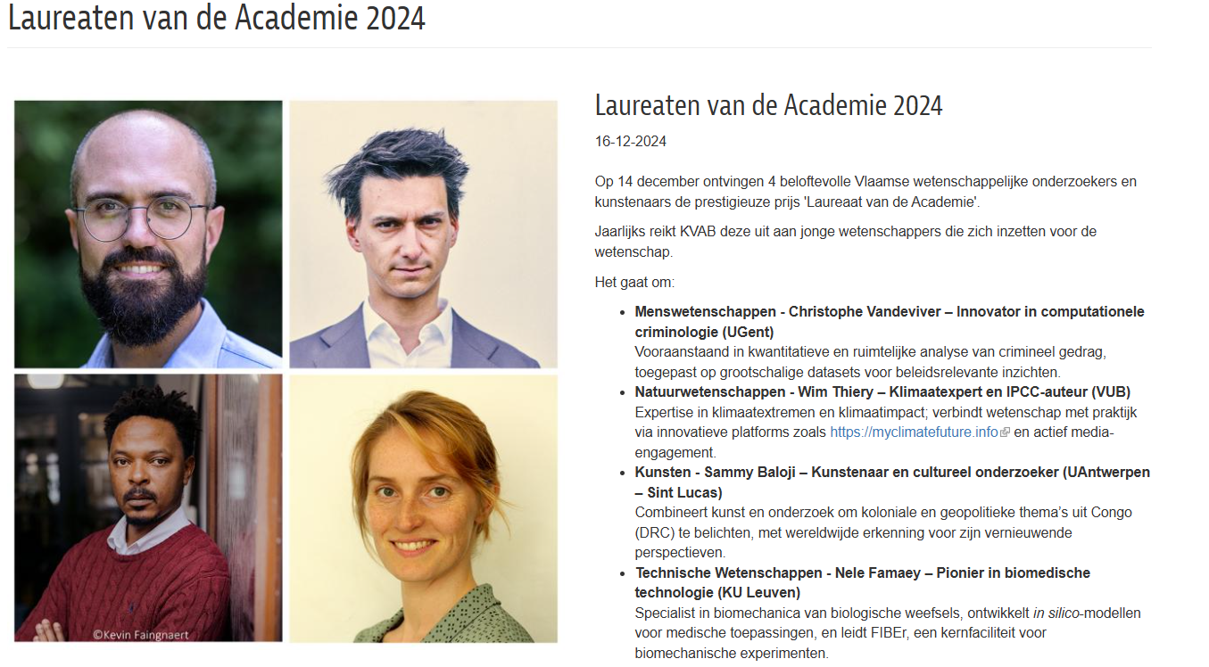 Prof. Dr. Christophe Vandeviver receives the Laureate of the Academy 2024 in Behavioral Sciences