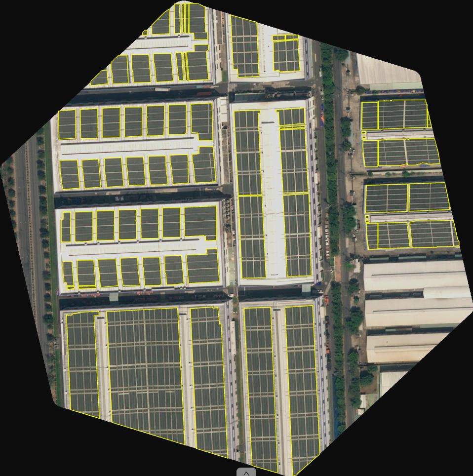 A hexagonal sample image of C&I solar in Vietnam ©Airbus DS (2025)