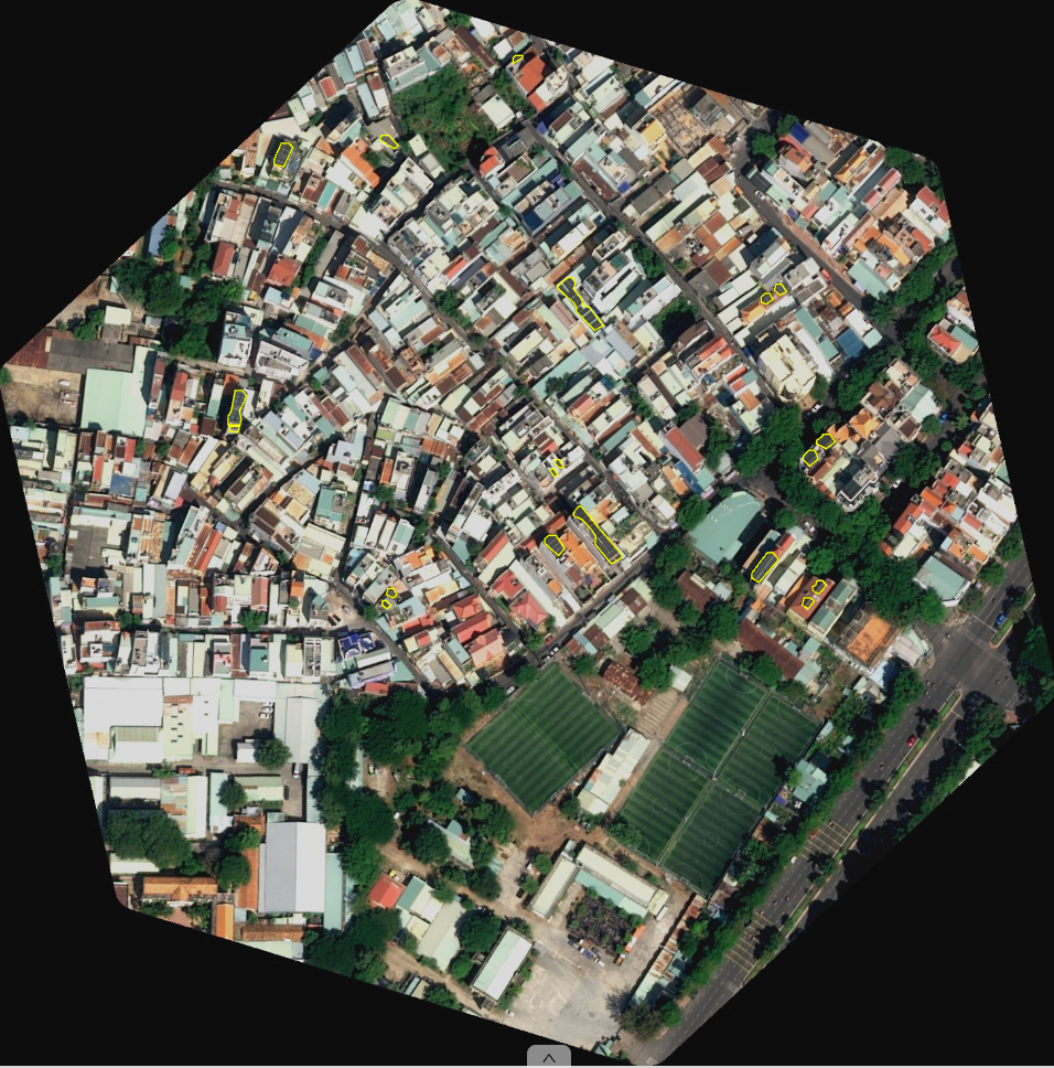 A hexagonal sample image of residential solar in Vietnam ©Airbus DS (2025)