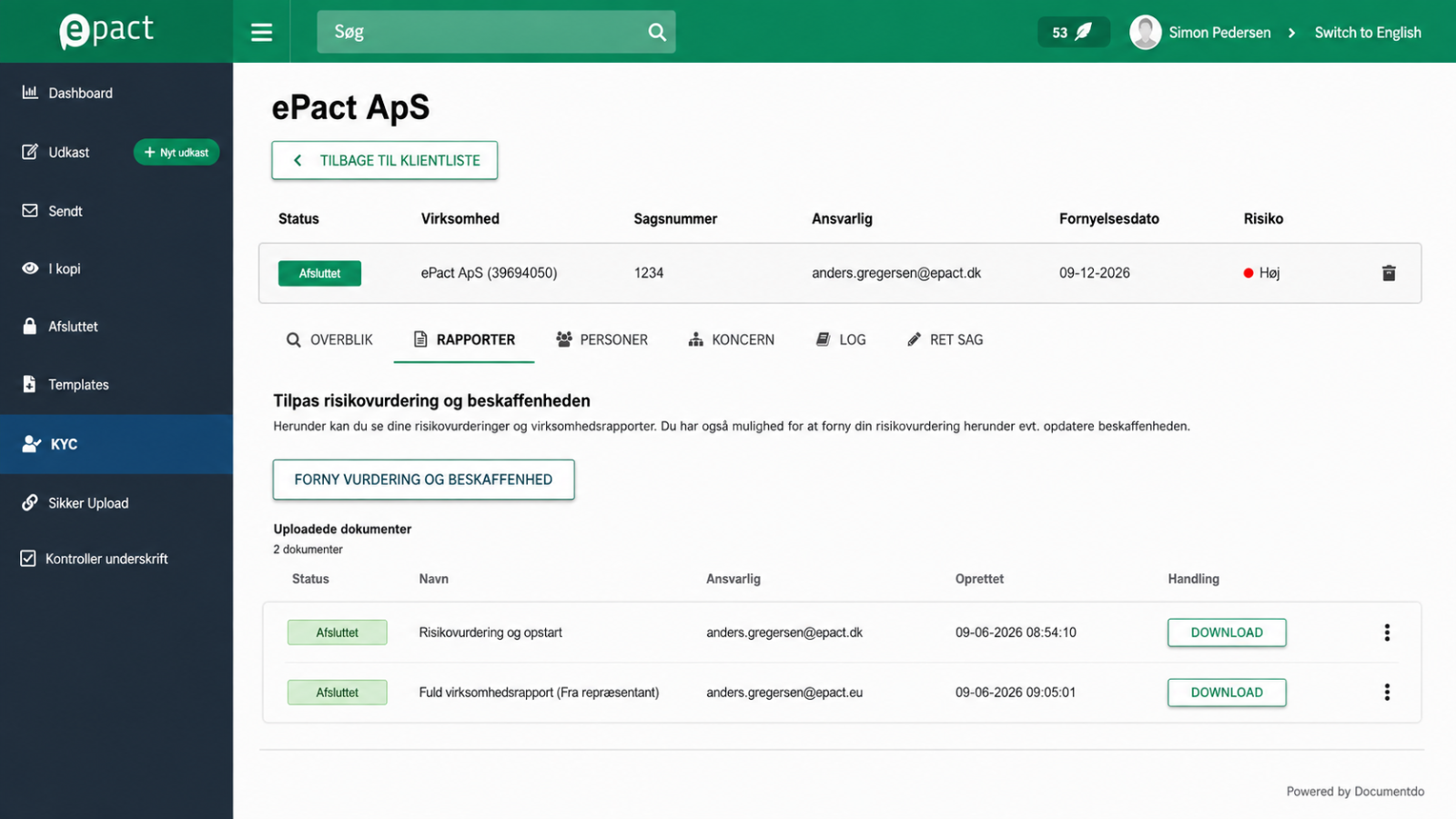 Documentation in ePact KYC