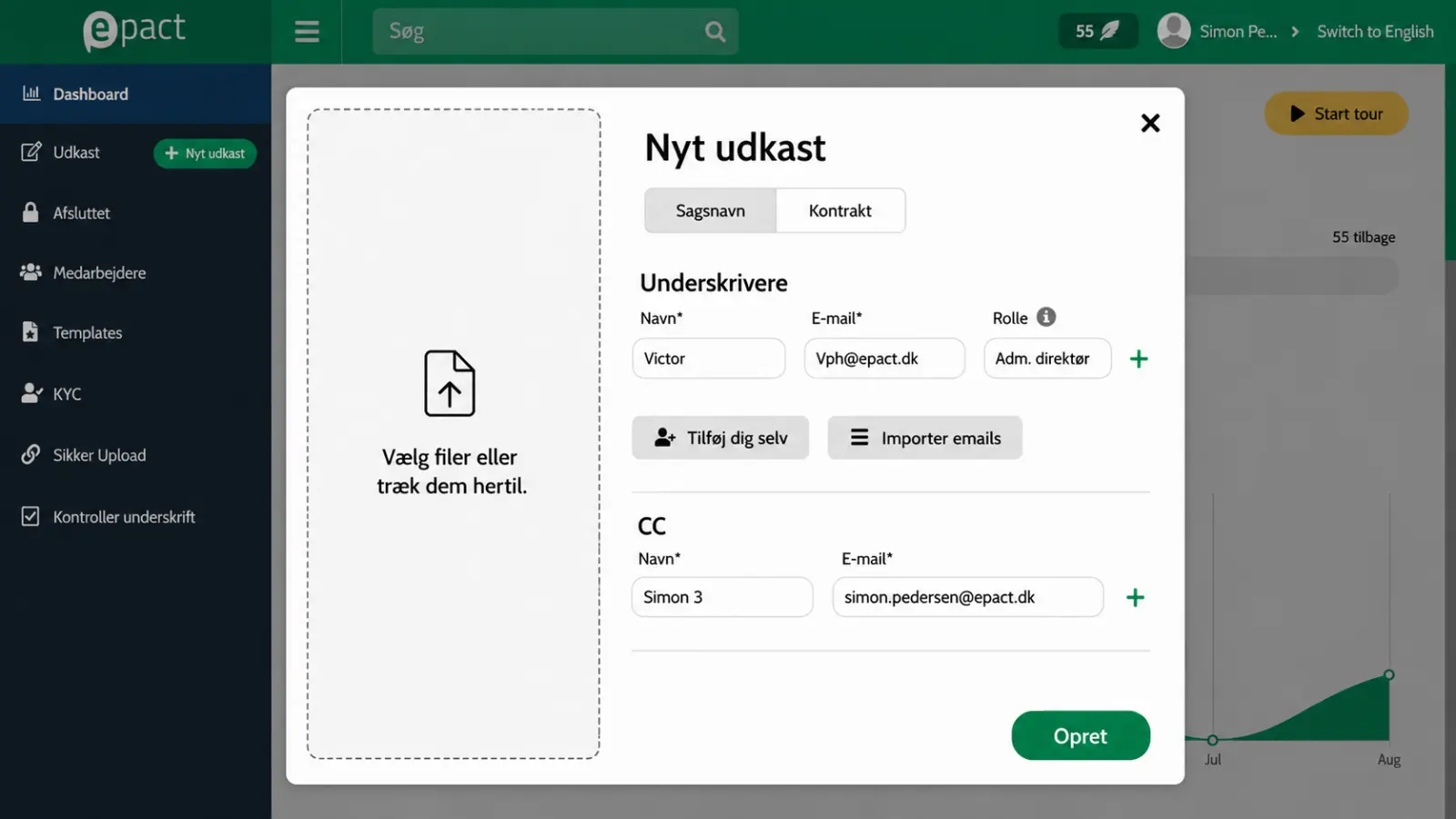 Oprettelse af et nyt udkast i ePact Sign