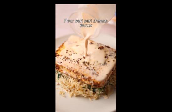 Grilled Peri Peri Paneer with Cheesy Garlic Sauce & Rice