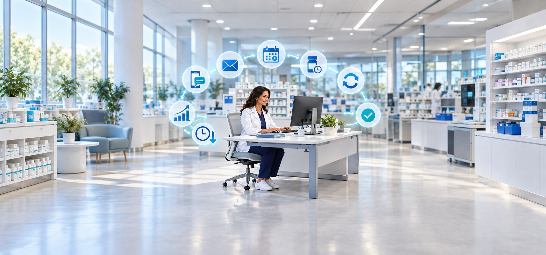 Pharmacist viewing tasks