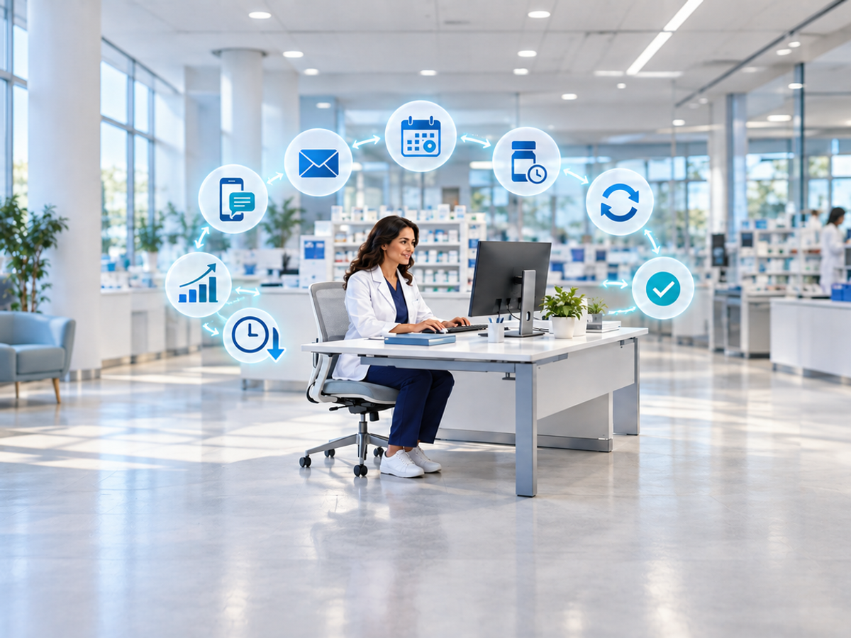Pharmacist viewing tasks