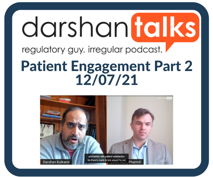 DarshanTalks podcast cover for Patient Engagement Part 2, 12/07/21, with the two speakers on a video call.