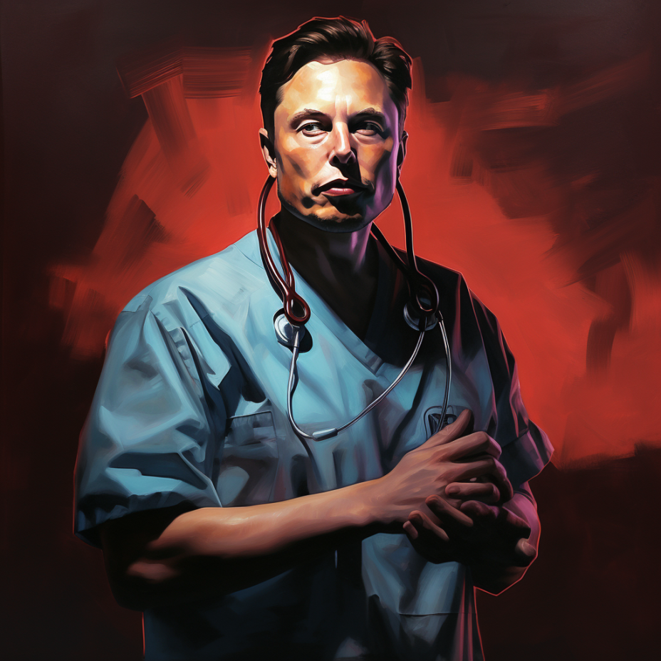 Stylised portrait of a man in scrubs with a stethoscope.