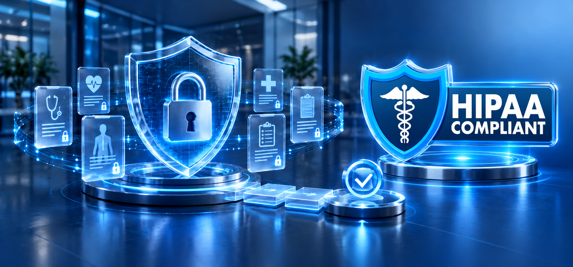 Digital screen showing HIPAA Compliance
