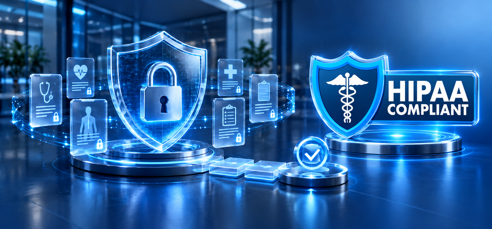 Digital screen showing HIPAA Compliance