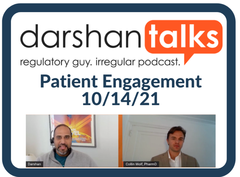 DarshanTalks podcast cover for Patient Engagement, 10/14/21, with the two speakers on a video call.