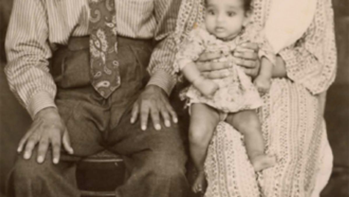 Karnail Singh Takhar with wife Gurmit Kaur and infant daughter, Davinder (October 1954)