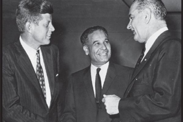 Congressman Saund with John F. Kennedy and Lyndon B. Johnson in Washington
