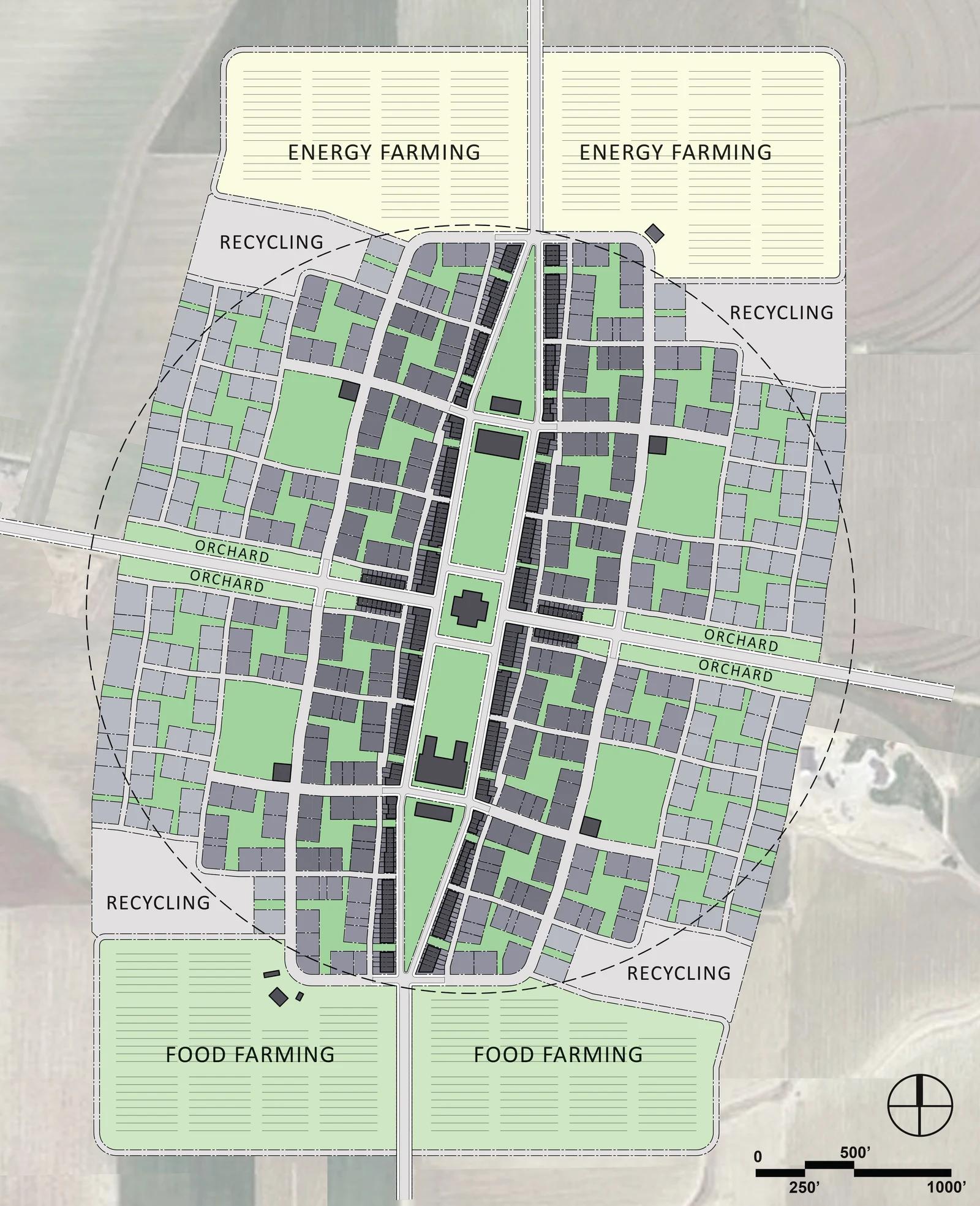 Adaptation Village plan with nested blocks and neighborhood spaces