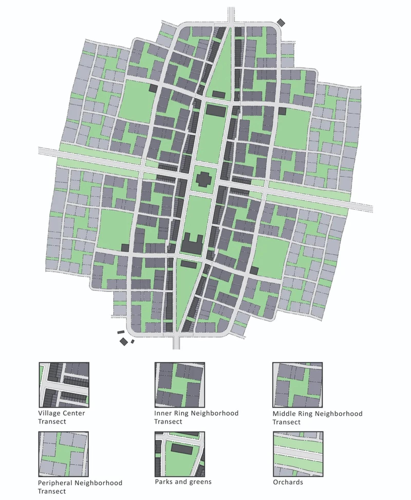 Illustrated urban neighborhood transects