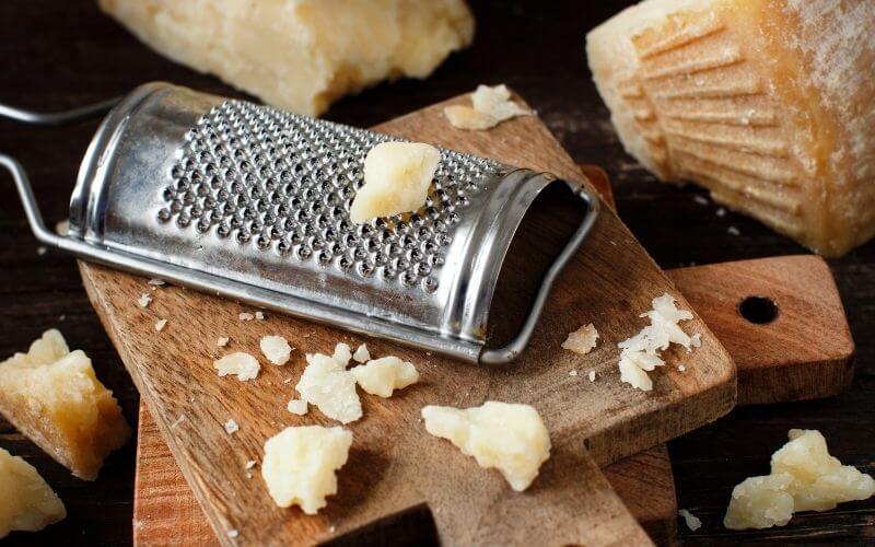 Aged Parmiggiano Reggiano cheese indicates coverage in Food & Wine magazine