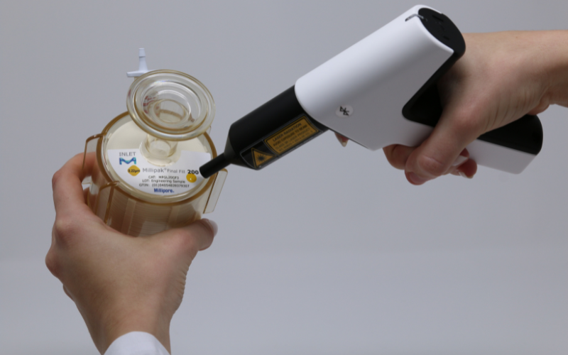 Digital twin track and trace technology innovation is scanned in a life sciences laboratory