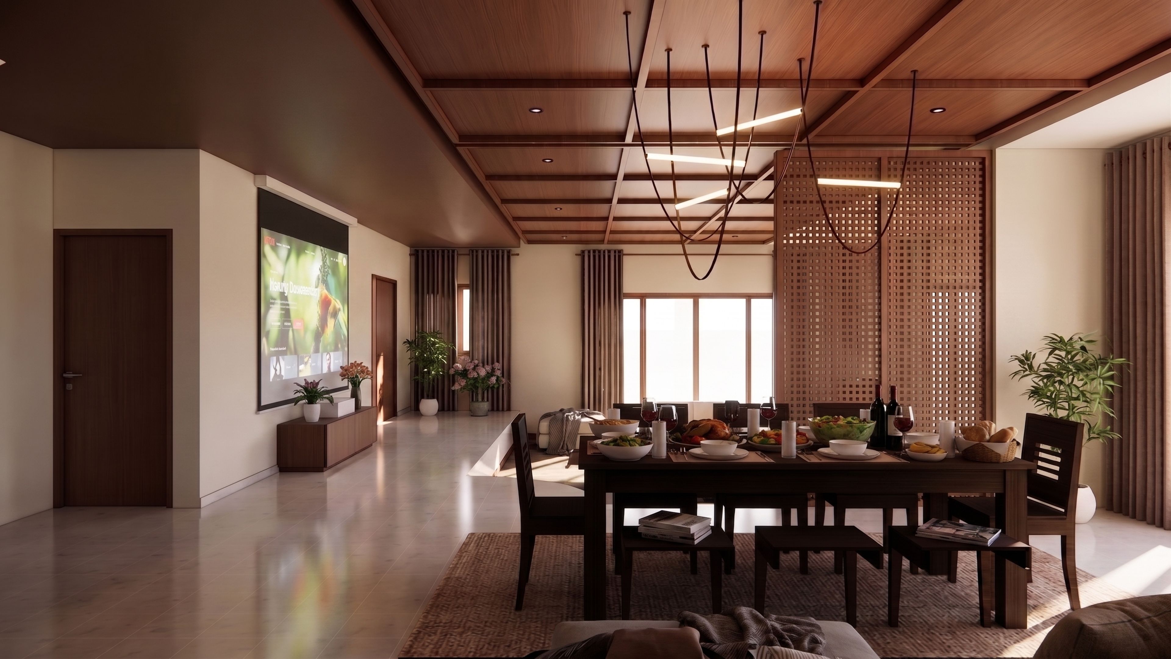 sentosa villa rednder open space dining and living room