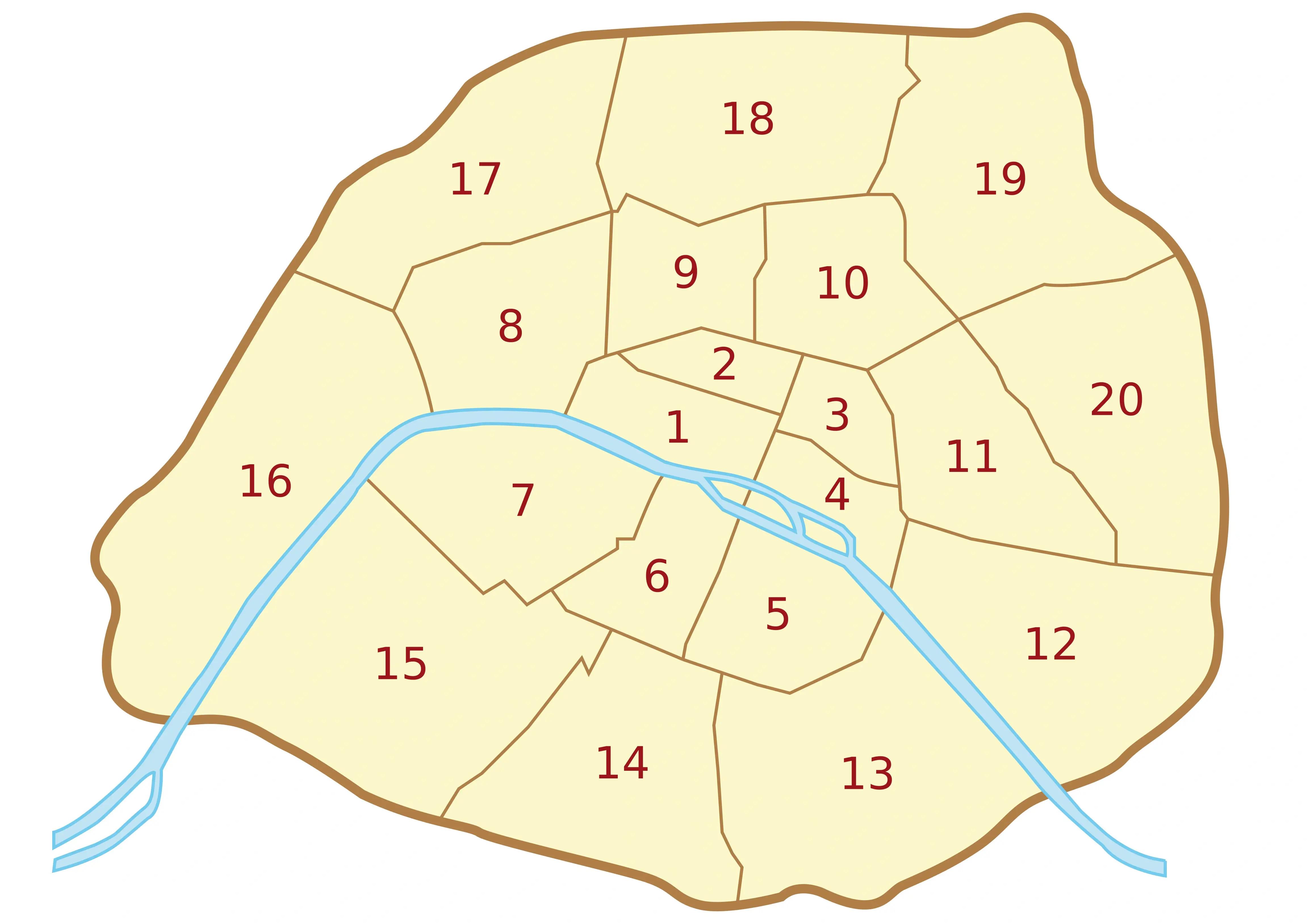 Plan des arrondissements de Paris