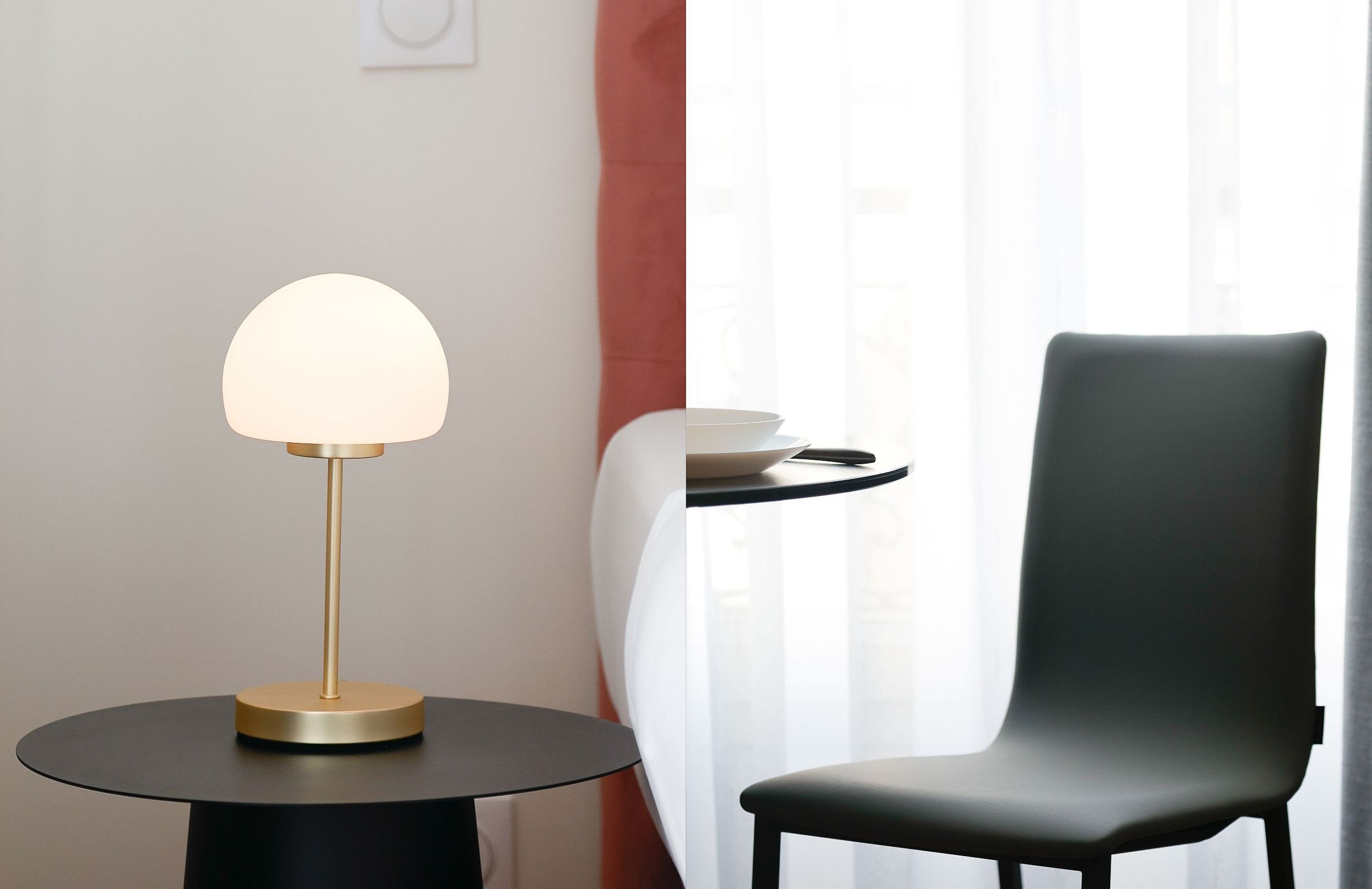 Welcome to our elegant living area, where you'll find a comfortable sofa, a TV, and a dining space for relaxing and enjoying your meals.
