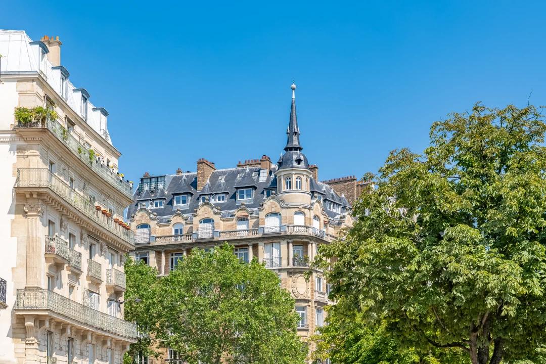 Paris Building and trees surrounding