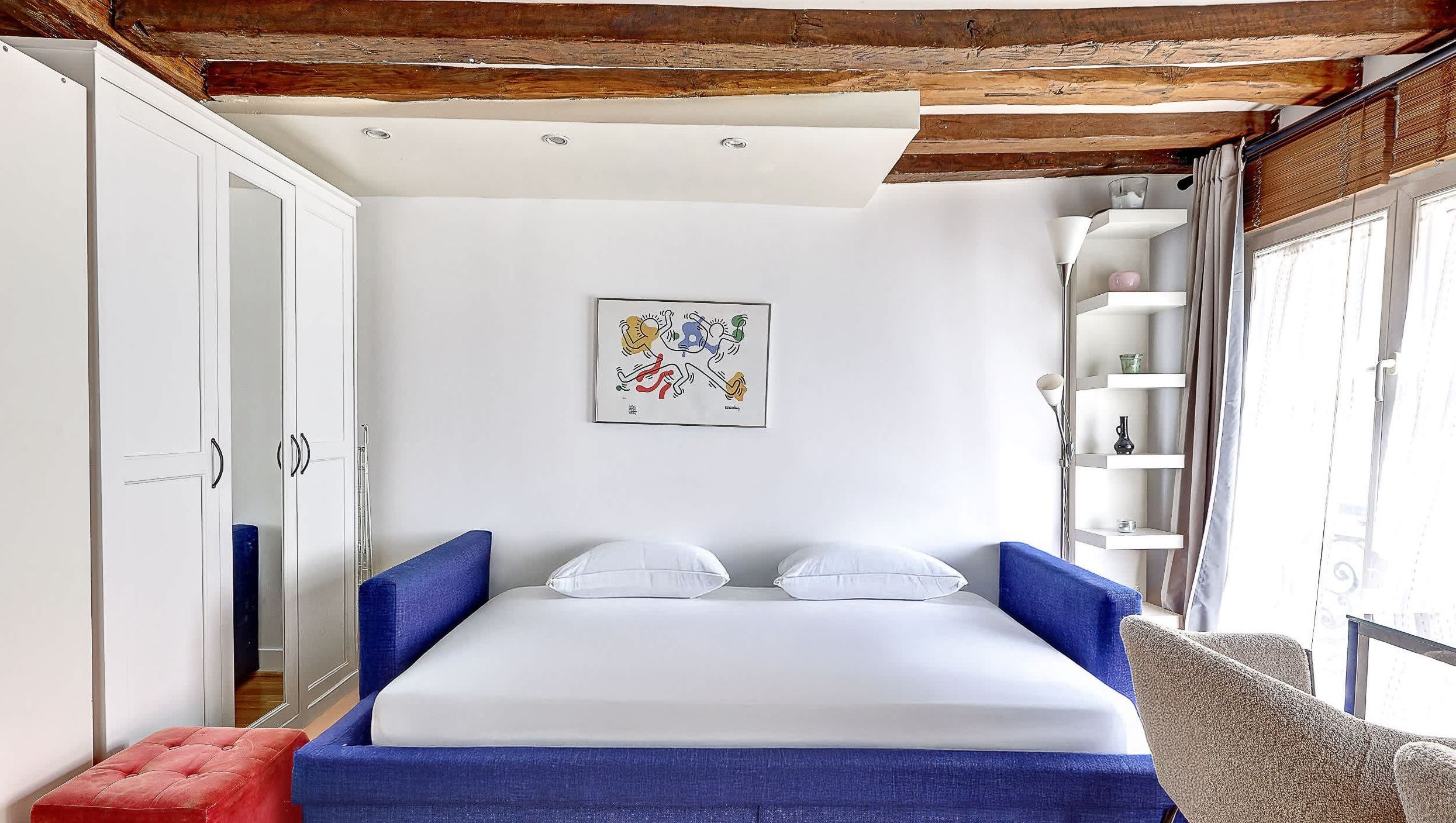 Sofa bed convertible into a double bed