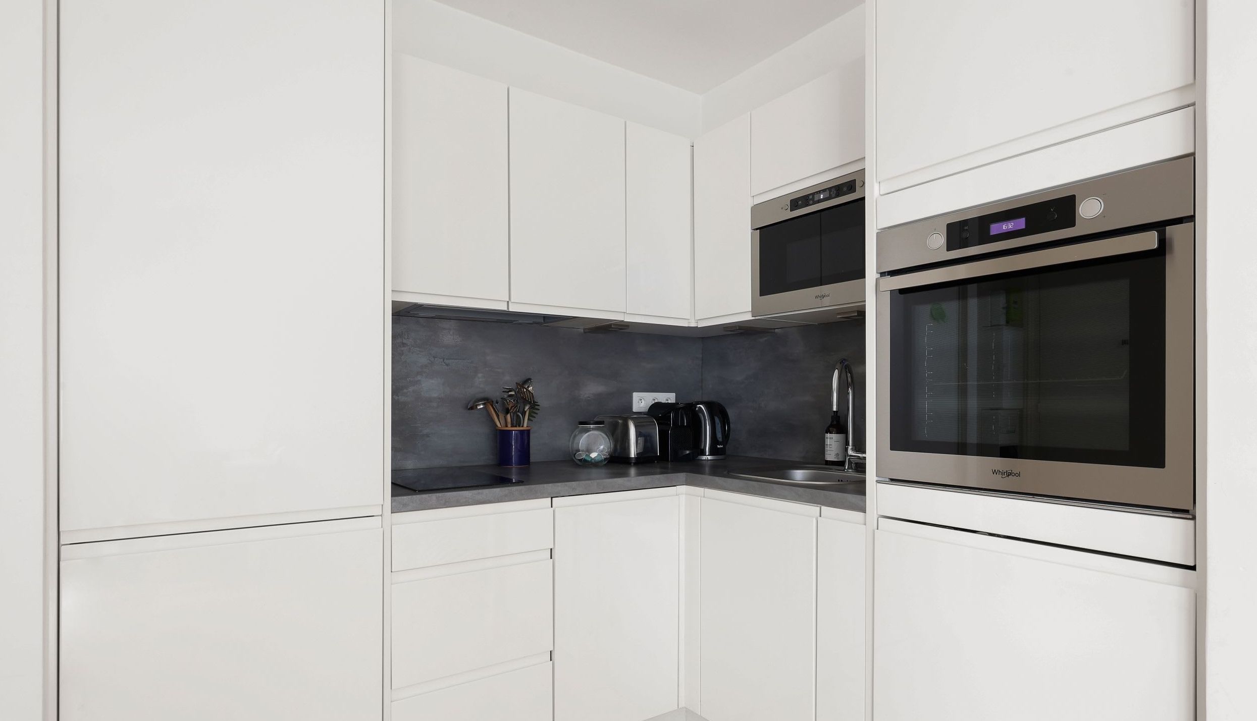 A modern and functional kitchen, designed for preparing your meals with ease.