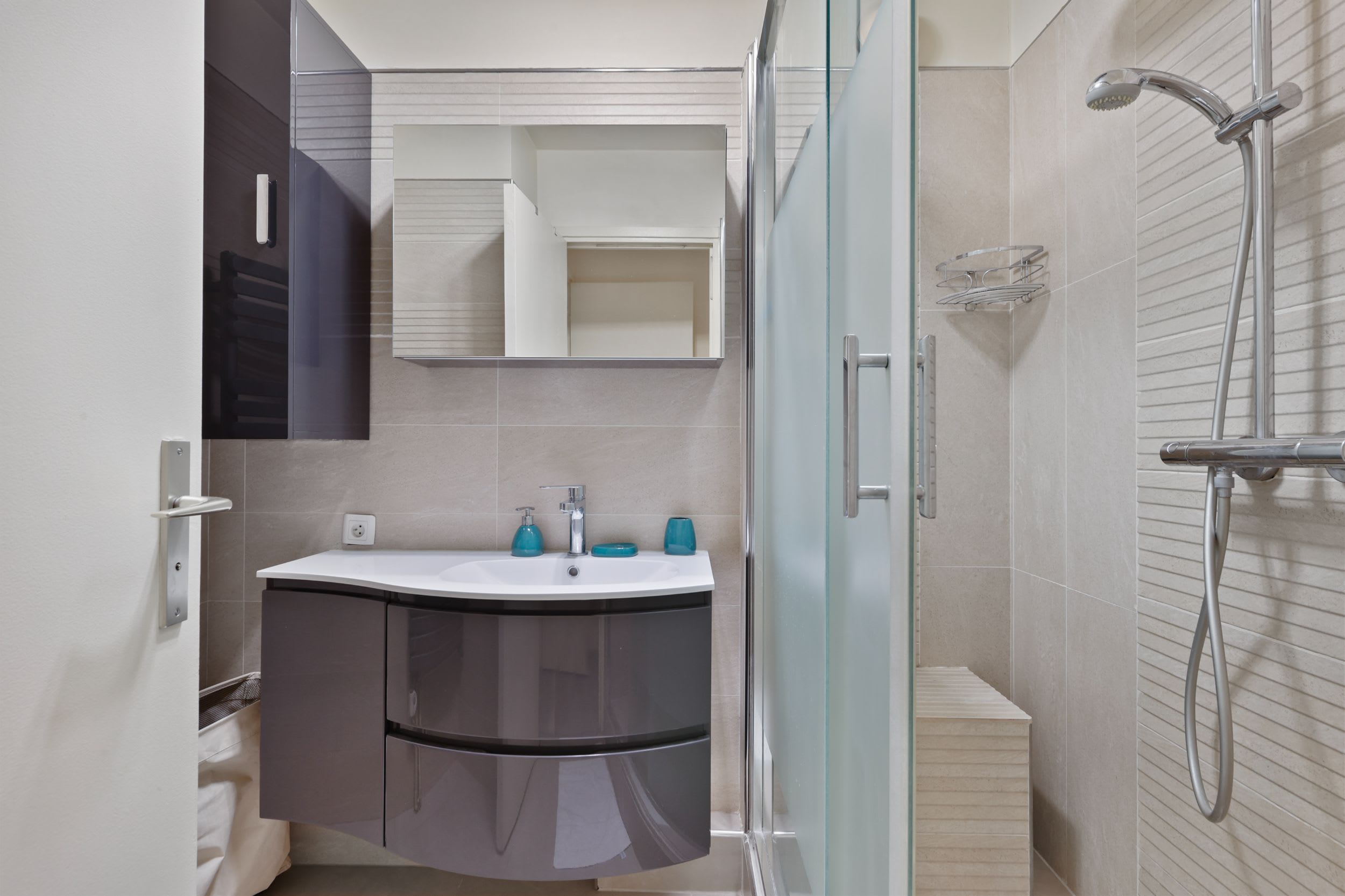 Bathroom equipped with shower and toilet