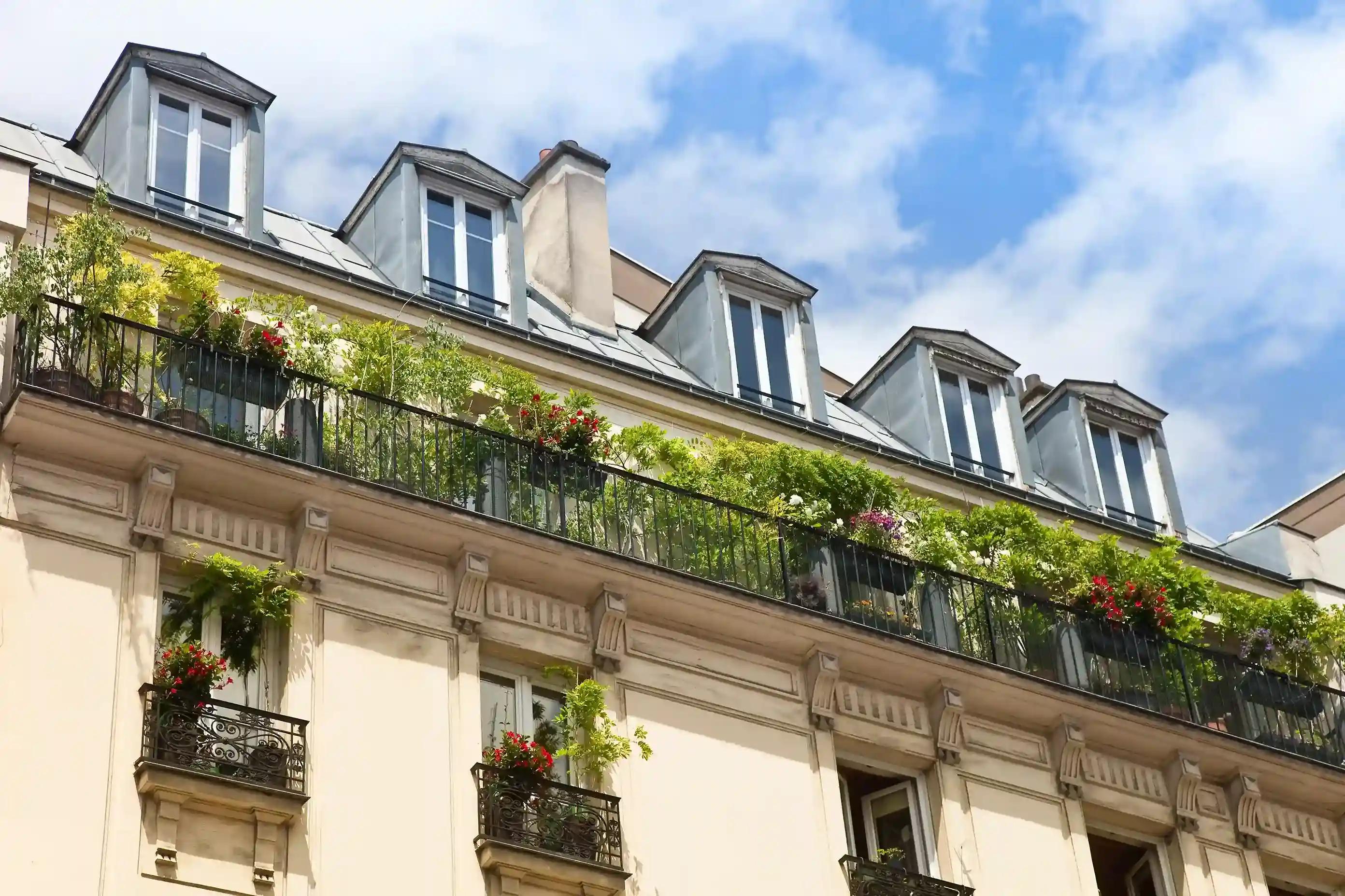 Parisian apartments with flower-filled balcony
