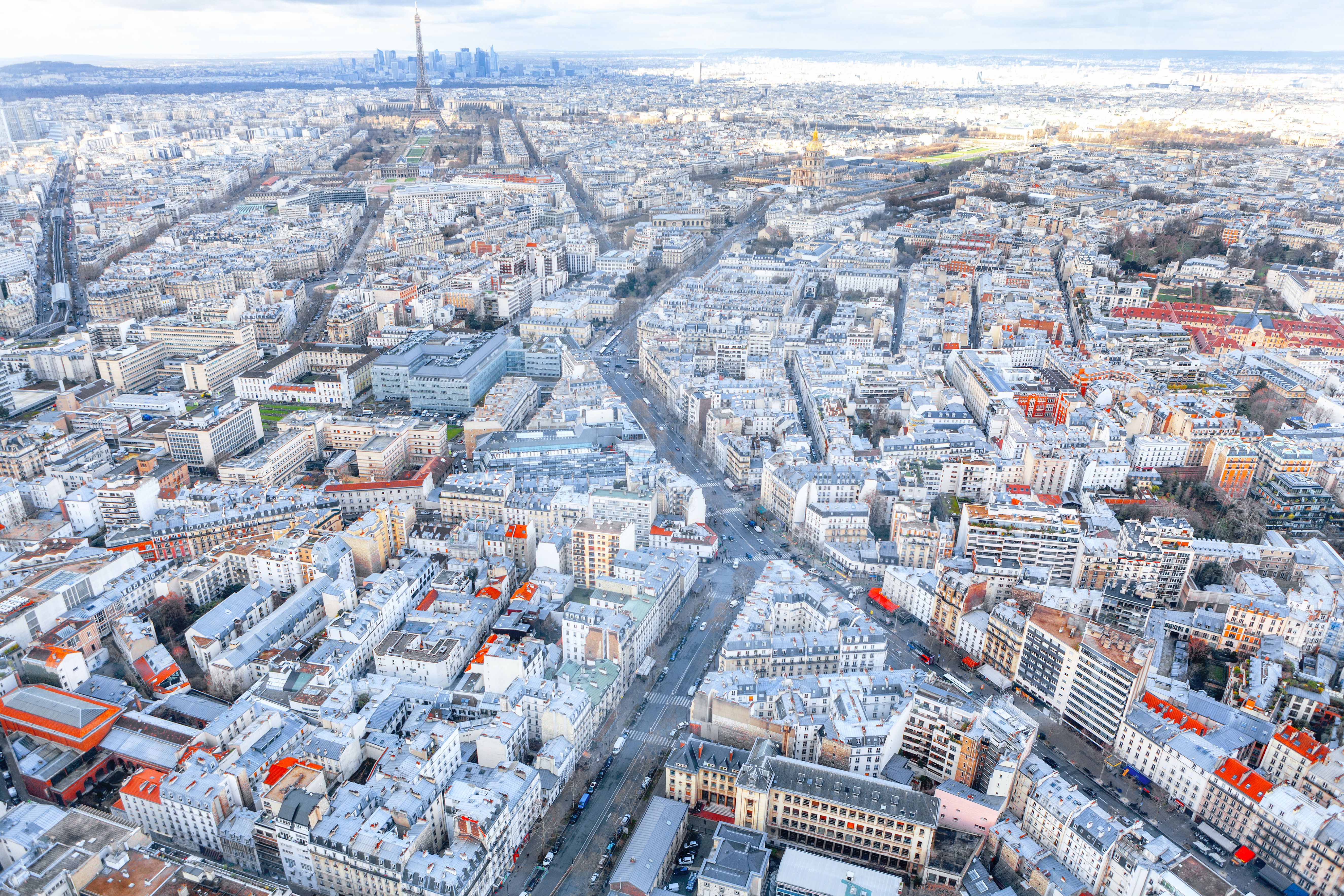 Vue aérienne des 4 sous-quartiers du 7ème arrondissement Paris